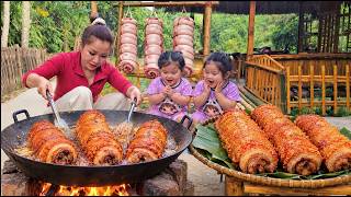 Malutong na pritong pork belly spring rolls | pinirito sa malaking kawali