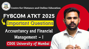 FYBCOM Semester 1 Accounts Important Questions | ATKT Exam 2025 | CDOE University of Mumbai