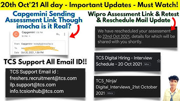 🔴TCS 2022 Ninja & Digital Interview Mail & Results Update, Capgemini Round 1, TCS Support Email ID!