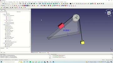 FreeCAD + MBDyn mechanical advantage, inclined plane + pulley.