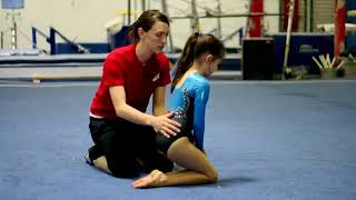 Paige Demonstrates Right And Left Leg Split Stretches