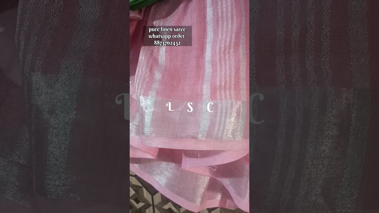 linen saree || silver zari border 