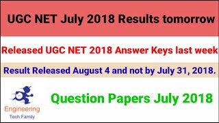 UGC NET July 2018 Results tomorrow