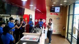 Dominos at Concord Mills Team Cheer Before We Open for the First Time