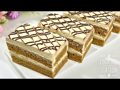 Delicious Coffee Sponge Cake with Coffee Whipped Cream Frosting