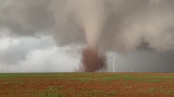 Tornado Touches Down Near Wind Farms South of Crowell, Texas