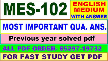 mes 102 important questions ans / mes 102 previous year question paper in English / ma education