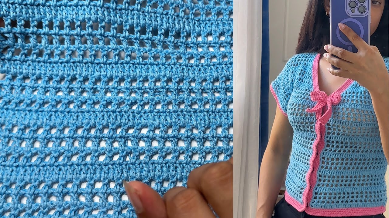 PUNTADA SENCILLA TEJIDA IDEAL PARA HACER UNA  BLUSA CROCHET