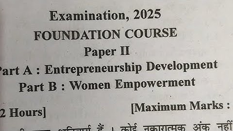 BSC/b.com   2nd Year foundation course Entrepreneurship development paper bu university bhopal 2025