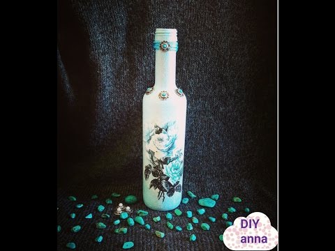 decoupage-bottle-with-rice-paper-and-turquoise-diy-ideas-decorations-craft-tutorial