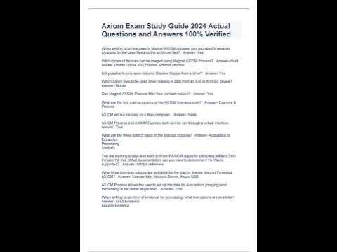 Axiom Exam Study Guide 2024 Actual Questions and Answers 100% Verified