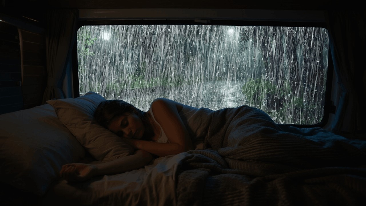 Rain Sounds for Sleeping ⚡ Gentle Rain & Soft Thunder on Cozy Car for Deep Sleep and Stress Relief