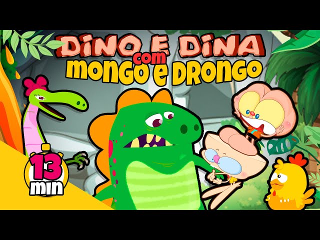 Dino e Dina Dinossauros e as visitas - Desenho animado com dinossauro.  desenho infantil 