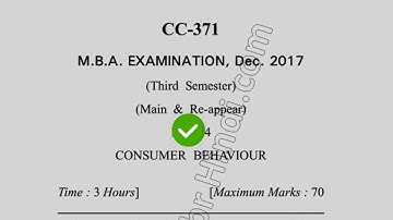 2017 Dcrust MBA 3rd Sem Reappear Consumer Behaviour Question Paper