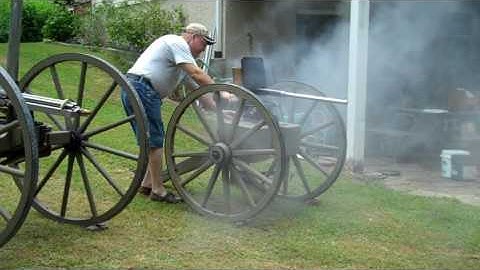 Union Repeating Gun / Coffee Mill Gun-First time firing on carriage