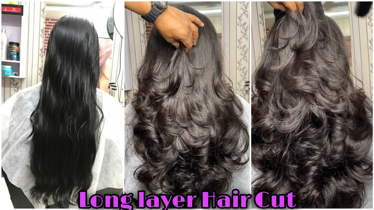How to Long layer Hair cut/easy way/Step by step/Hair cut Tutorial ...