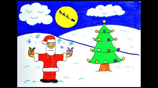 How to draw Santa Claus? 🎄❄️⛄- Easy Santa Claus Drawing - Winter Picture Drawing 🎄❄️⛄