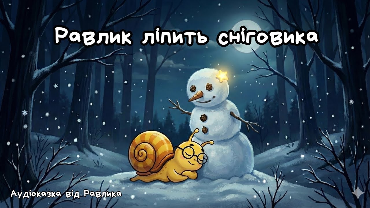 Заспокійлива казка перед сном ⛄ Равлик ліпить сніговика (аудіоказка українською слухати онлайн)