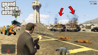 Grand Theft Auto V (Michael Find Army Base Camp) US Army Tanks Group Fight Michael and his Bodyguard screenshot 4