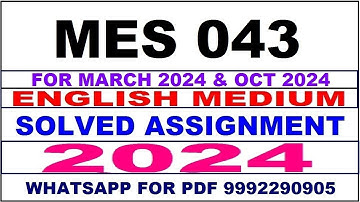 mes 043 solved assignment 2024 | mes 43 solved assignment in english 2023-24 | mes 43 2024