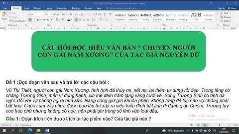 Đọc hiểu văn bản chuyện người con gái nam xương năm 2024