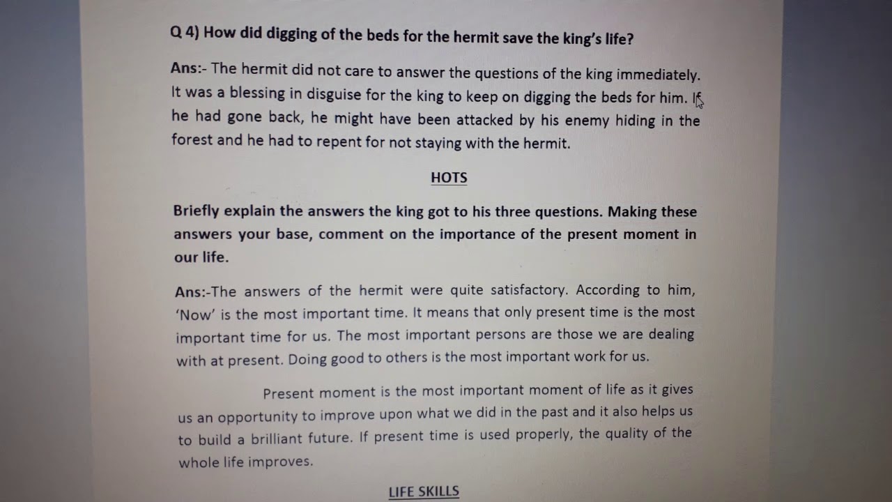 Dav class 8 english literature three questions youtube