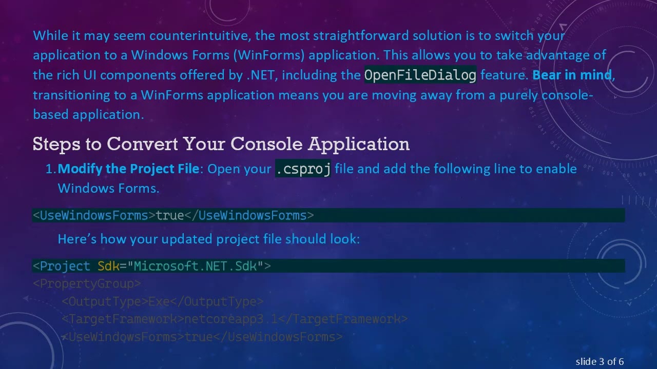 How to Create an Open File Dialog Box in a .NET Core Console Application