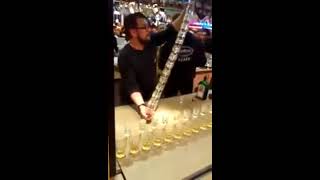 How to pour 15 jagermeister shots at once. Amazing Barman