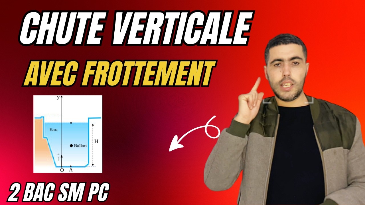 Chute Verticale avec Frottement – Exercice Corrigé 2BAC SM (Méthode Facile)