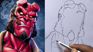 How to Draw Hellboy / Hellboy Easy Face Drawing