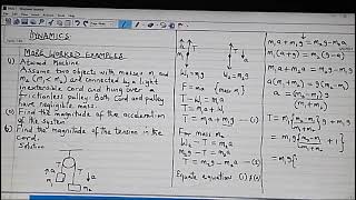 Dynamics (Forces) Atwood Machine