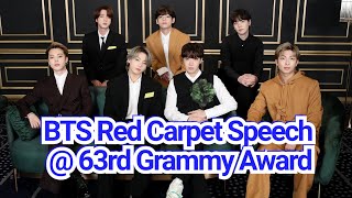 (full) BTS Speech / Red Carpet @ 63rd Grammy Award