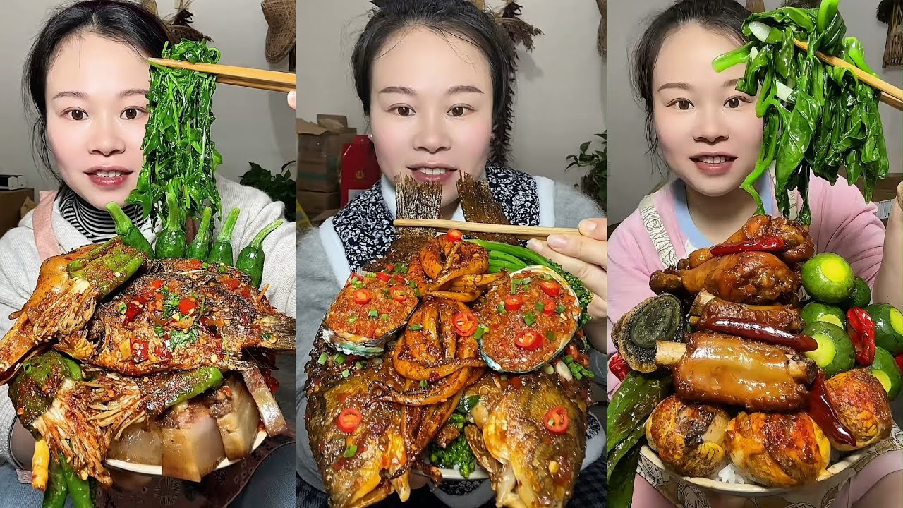 🔥 Homemade Mukbang | Braised Pork, Water Spinach, Eggs & Super Spicy Chili 🌶️ | Super delicious