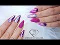 Chrome pigment ombre nail art, gel infill, sugar nails with Swarovski crystals and ombre chrome