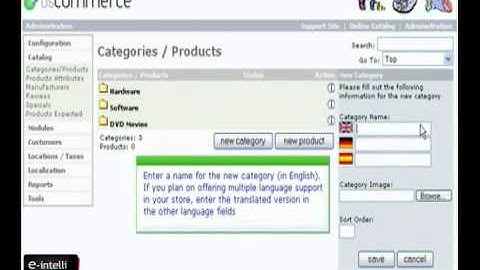 Adding categories in osCommerce