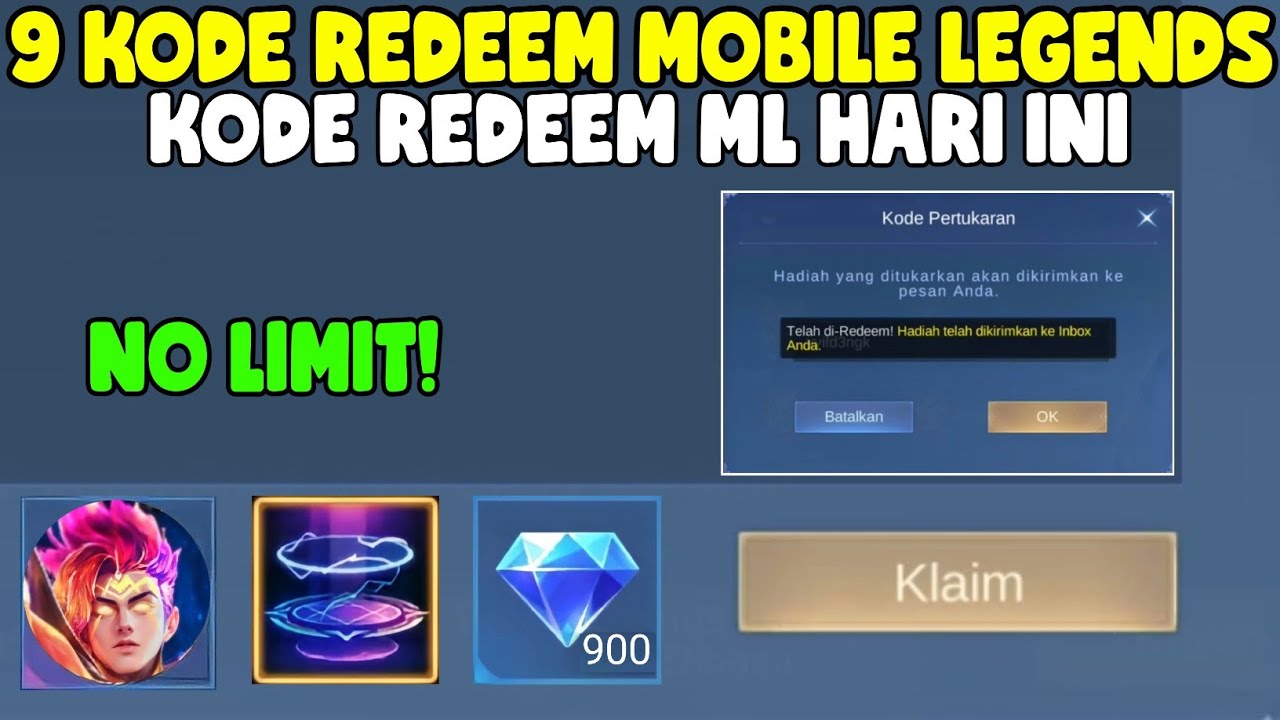 NO LIMIT! 9 KODE REDEEM ML TERBARU KODE REDEEM MOBILE LEGENDS KODE ...