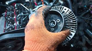Как выставить метки ГРМ пассат Б5 тди двигатель АФН, ролик натяжитель, снять турбину, вентилятор