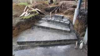 Turning sandstone into steps, walkways and retaining walls