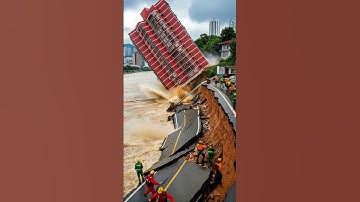 Apartment Building Crashes Down as Landslide Hits Riverbank!