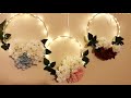 DIY - embroidery hoop wreath | diy- LED floral hoop |diy- decor |Diy- wreath|  DIY- hoop decoration