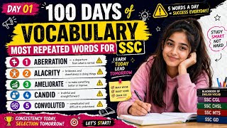 ⚠️ 5 SSC Vocabulary Words You MUST Know | Day 1/100 | Blackbook Words | Eng &amp; GS by Sona