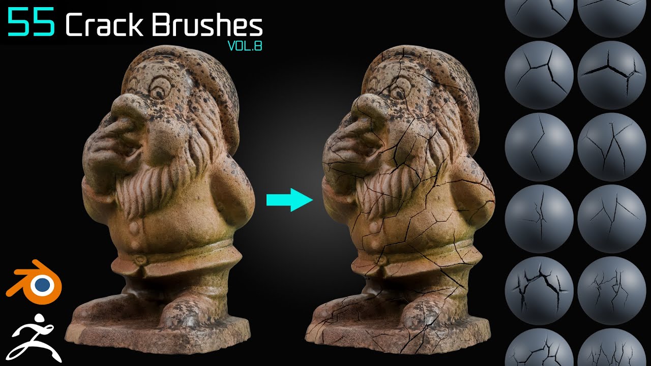 55 Crack Brushes - Blender & ZBrush - Vol.08 - Superhive (formerly