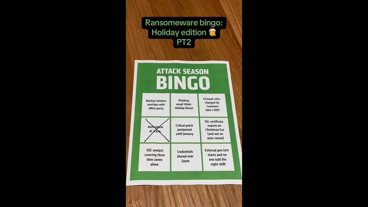 Ransomware Bingo card: filling up FAST