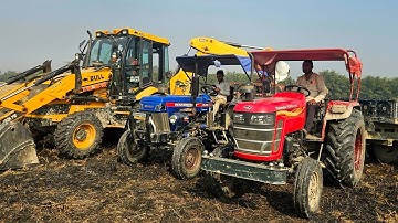 Tractor stuck in mud video | powertrac Euro 50 and mahindra tractor stuck video ||