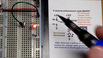 P channel enhancement mode MOSFET switch circuit schematic diagram BS250 pin layout by electronzap