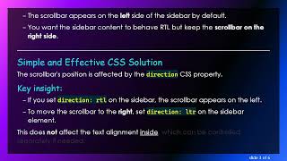 How to Position the Scrollbar on the Right Side in a RTL Sidebar with CSS