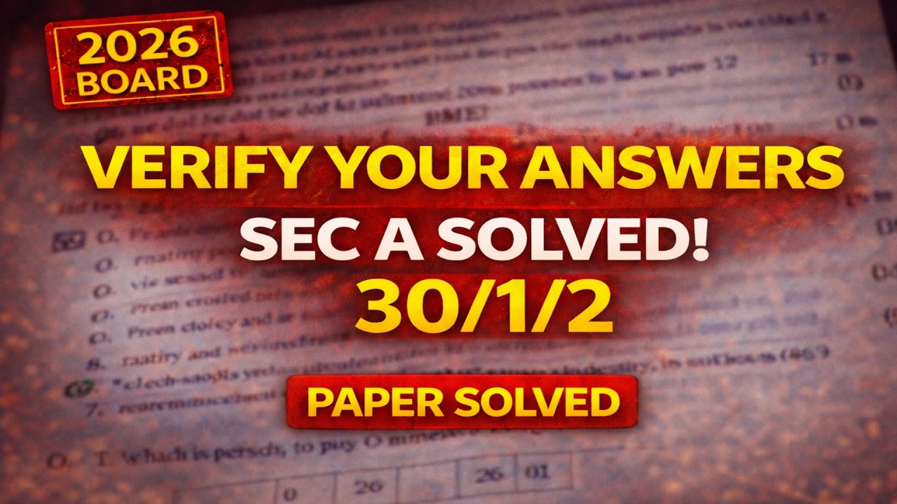 MATHS PAPER SOLVED! 10th BOARD 2026 | 30/1/2 SEC A