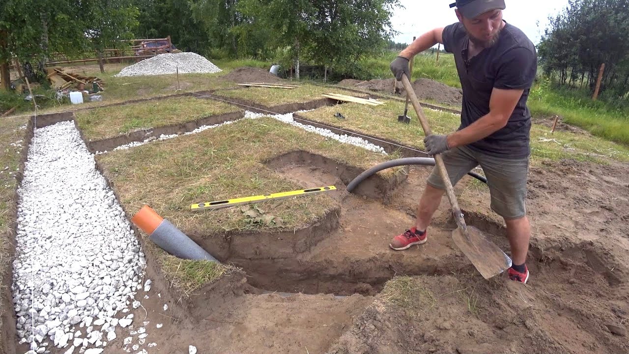 СТРОИМ КАРКАСНЫЙ ДОМ 6х7. КОММУНИКАЦИИ В ДОМ И ПОДУШКА ПОД ФУНДАМЕНТ ...