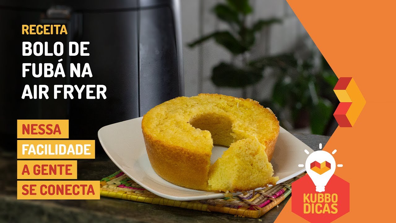 Bolo de fubá na Air Fryer  Receitas, Bolo de fubá, Bolo