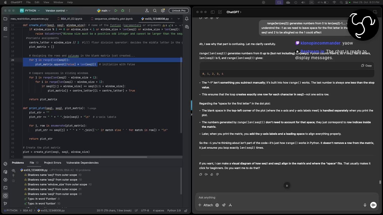 [Day 11] Biological Sequence Analysis – Understanding My Code | 1 Viewer = Undertale